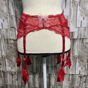 Victoria's Secret Very Sexy Garter Belt Red Lace With Bow Size X/S Women's